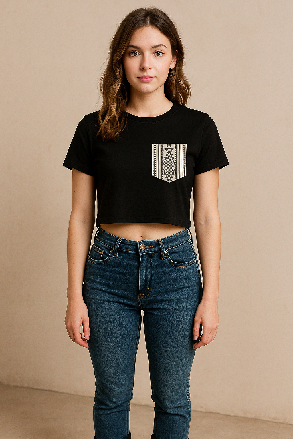 Echos & Dust - Tribal Nomad Pocket Crop Tee